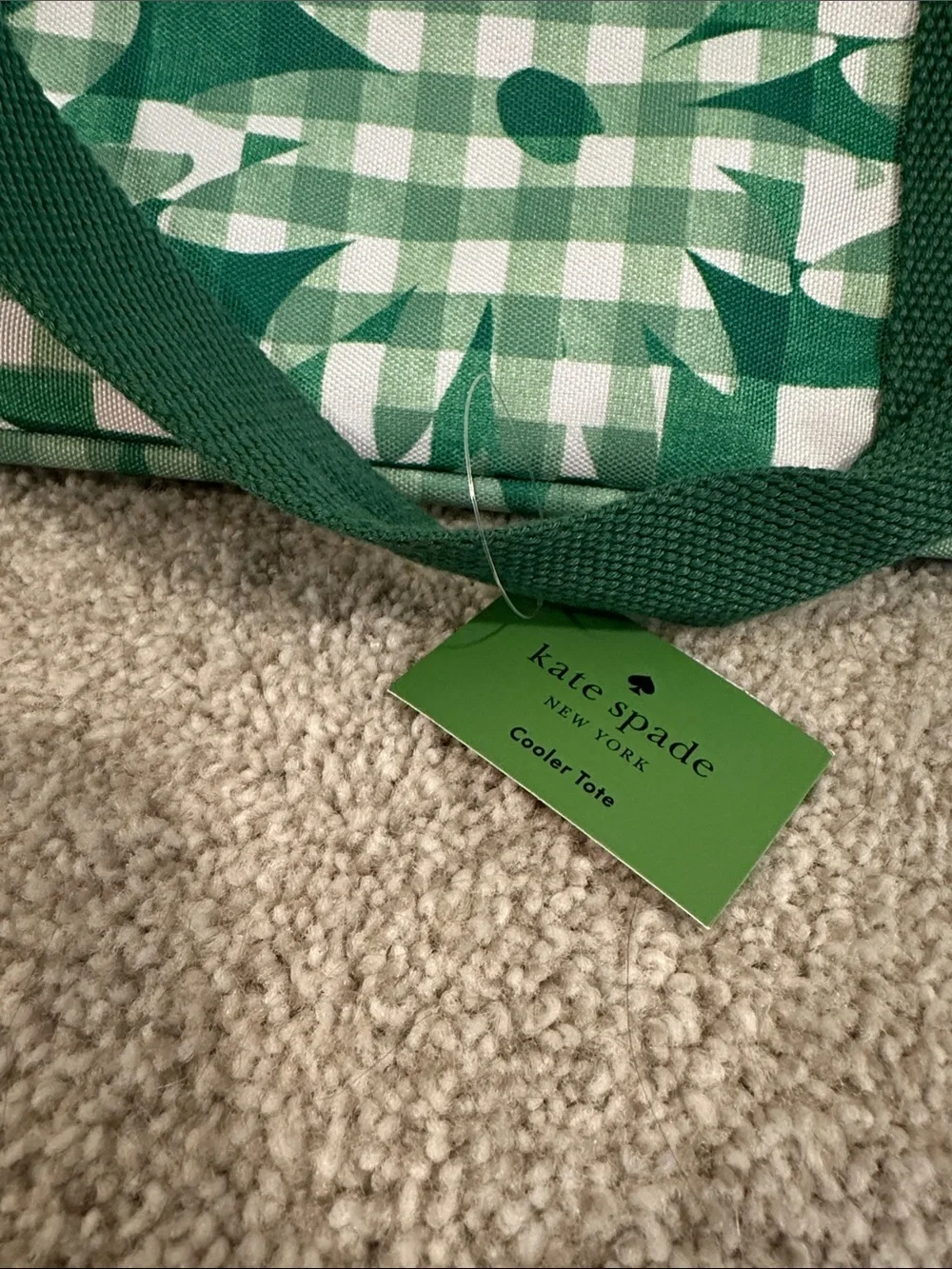 NWT Kate Spade ♠️ Green Gingham cooler tote bag